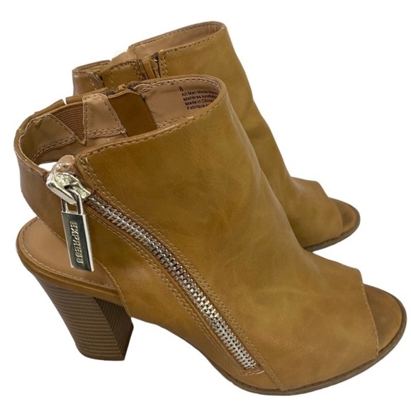 Express peep toe heeled ankle booties Size 8 tan - Picture 4 of 8